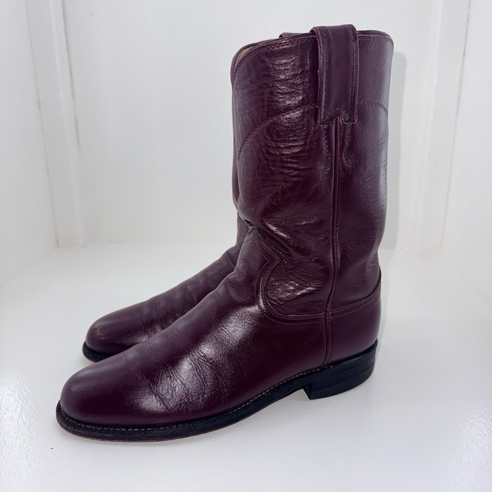 Vintage Justin L3068 Women's 6 B Burgundy Leather Western Roper Boots USA